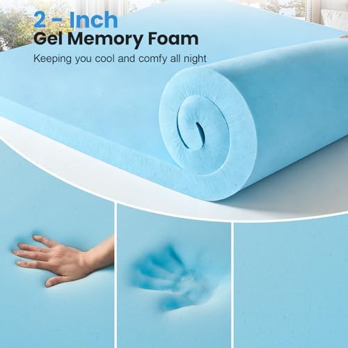 Twin Size Dual Layer 4 Inch Memory Foam Mattress Topper, 2 Inch Gel Memory Foam - Image 4