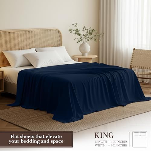 King Size Flat Sheet Only, Ultra Soft & Breathable Hotel Sheets - Image 2