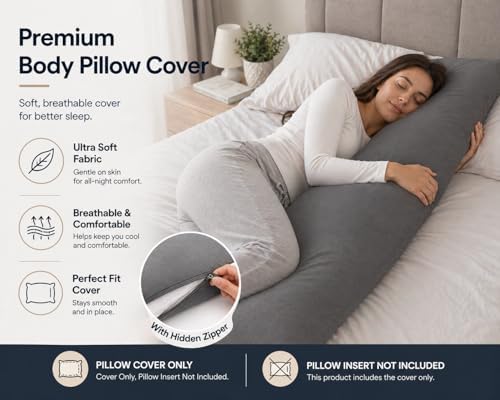 EVOLIVE Body Pillow Covers 2-Pack 21"x54" Microfiber - Image 4