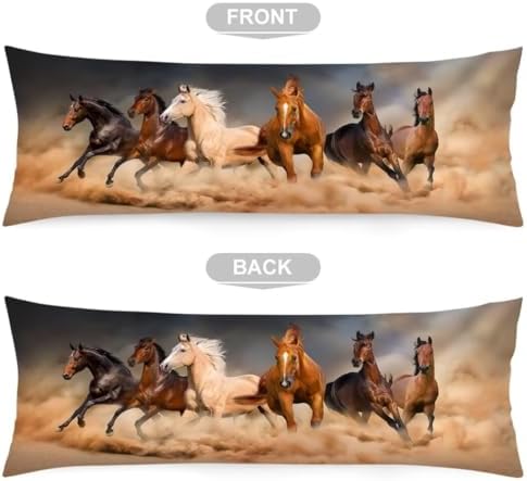 Horses Body Pillow Cover, Desert Sand Storm, Western Decorative Soft Large - Image 5