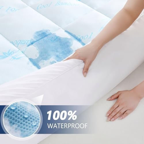 DOWNCOOL 100% Waterproof King Mattress Topper, Viscose Derived from Bamboo - Image 5