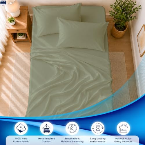 Cottingon 4 PC Cot Sheet Set 33"X75", Egyptian Cotton - Image 3