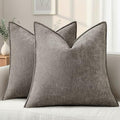 decorUhome Chenille Dark Grey Velvet Throw Pillow Covers 20x20 Set of 2 by decorUhome