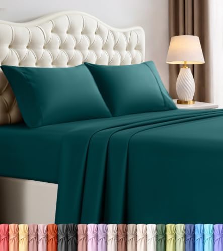 California King Sheets Set, 4 Pieces 16" Deep Pocket Bed Sheets, Teal Green by UTOPIABEDDING