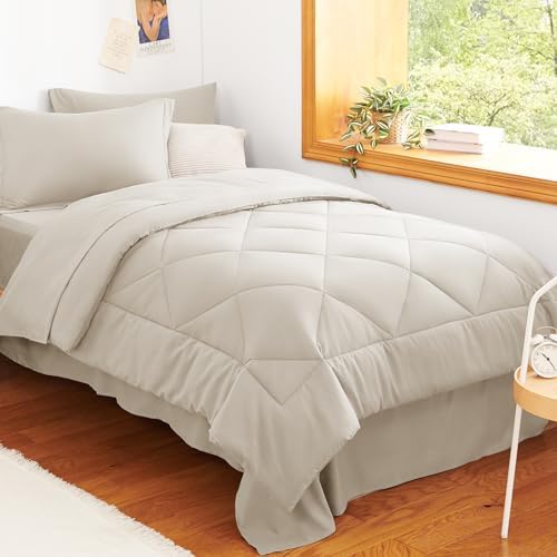 CozyLux Twin Comforter Set 68"x88" Beige by CozyLux