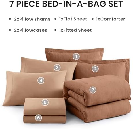 Monbix Super King Plus Comforter Set 7 Pieces Autumn Leaf Bed in a Bag - Image 7