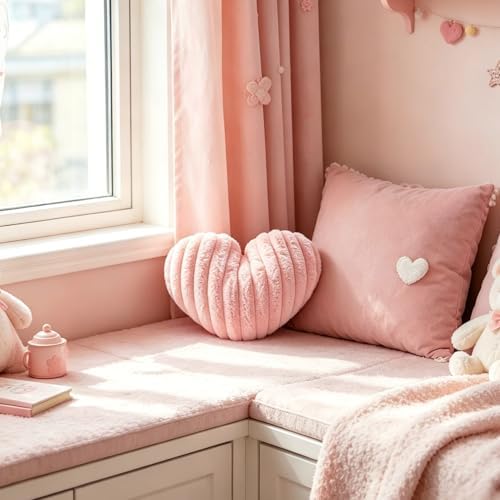 Pink Heart Pillow 12.9" Decorative Throw Pillows - Image 3