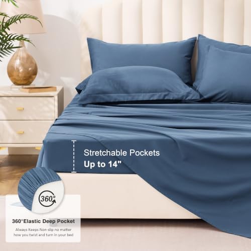 Love's cabin Twin XL Comforter Set Indigo Blue, 5 Pieces Twin XL Bed in a Bag - Image 4