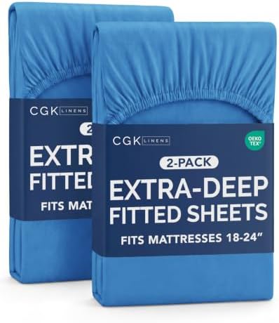 CGK Linens 2 Pack Extra Deep Twin Fitted Sheets by CGKUnlimited