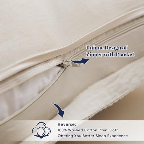 PHF Cotton Ruffle Waffle Weave Euro Sham Covers 26"x26", No Insert - Image 4