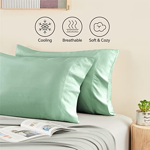BEDELITE Pillow Cases Standard Size 2Pcs, Rayon from Bamboo, Mint Green - Image 4