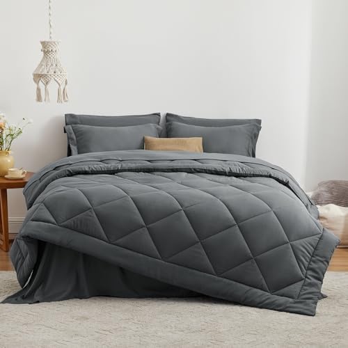 Love's cabin California King Comforter Set Dark Grey, 7 Pieces California King - Image 2
