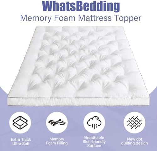 WhatsBedding 4 Inch Memory Foam Mattress Topper Queen - Image 4