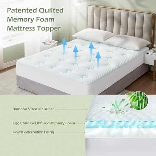 Hansleep Full Size Mattress Topper Memory Foam, Full Foam Mattress Pad - Image 2