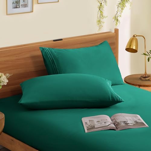 Horbaunal Microfiber Pillowcases Standard Size, Dark Green, 2 Pack - Image 3