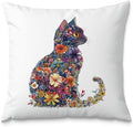 Colorful Floral Cat Pillow Covers 18x18, Gifts by Fuasei