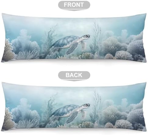 Coastal Blue Body Pillow Cover Sea Turtle Pillowcase - Image 3