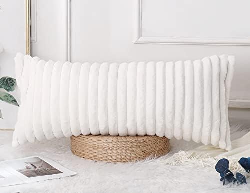 PANOD Faux Fur Decorative Lumbar Throw Pillow Covers 16 x 36, Plush Long Boho - Image 2