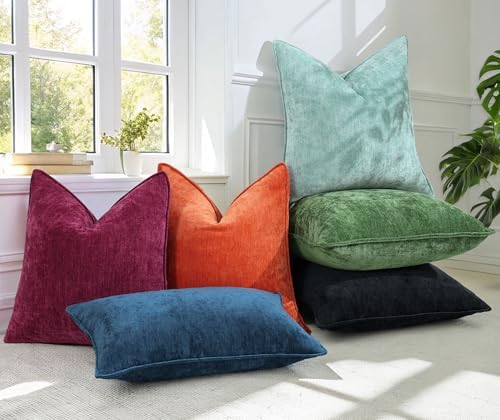 decorUhome Chenille Rhododendron Throw Pillow Covers 22x22 Set of 2 - Image 5