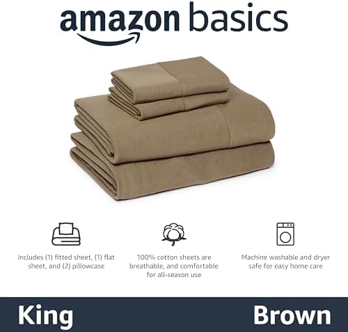 Amazon Basics 100% Cotton Jersey Bed Sheet Set, Machine Washable - Image 2