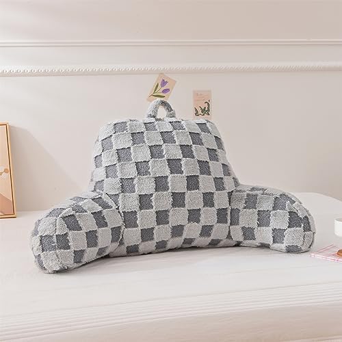 Aimuan Reading Pillow Checkered Bed Rest Wedge Backrest Checkerboard Pillow - Image 5