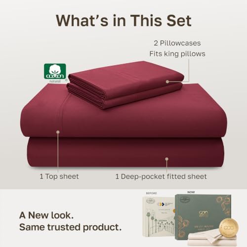 California Design Den Luxury 600 Thread Count King Size Sheets, Brick Red - Image 3