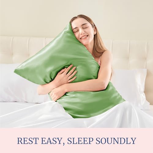 BEDELITE Satin Pillowcases, Small King 20x36 Inch, Sage Green - Image 5