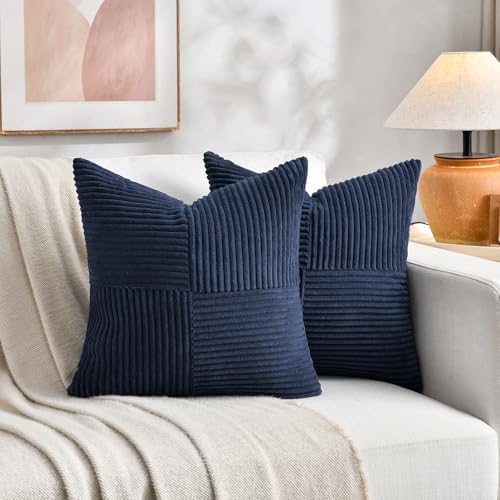 Fancy Homi 2 Packs Navy Blue Decorative Throw Pillow Covers 16x16 Inch - Image 6