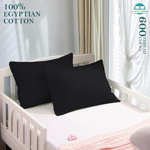 Toddler Travel Pillowcase 12x16 Set of 2 Black 100% Egyptian Cotton - Image 2