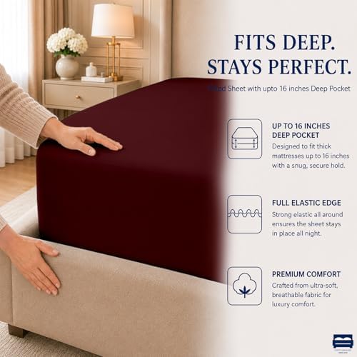 Cottingon 4 Piece Full Sheets Fits 16" Deep, Egyptian Cotton - Image 7