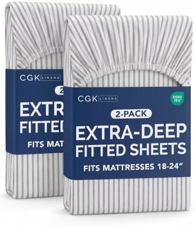 CGK Linens 2 Pack Extra Deep Cal King Fitted Sheets by CGKUnlimited