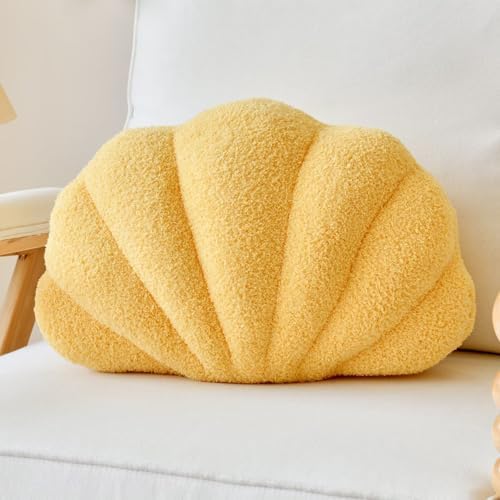 Lfsaaj Yellow Seashell Throw Pillows, Shell Shaped Throw Pillows, 13 Inch Soft by Lfsaaj