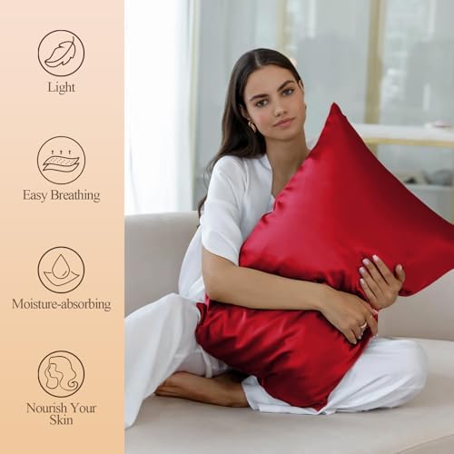 Silk Like Satin Pillowcase Cal King Size, 2 Pack, 20x40 Inches - Image 2
