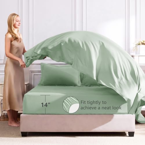 CozyLux Full Comforter Set 82"x86" Sage Green - Image 5