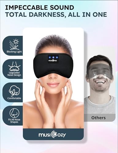 MUSICOZY Bluetooth 5.4 Sleep Headphones Sleeping Eye Mask Earbuds Headband - Image 5