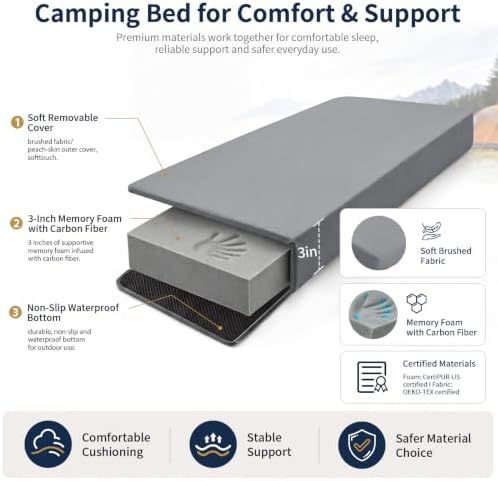 CYMULA Memory Foam Camping Mattress Pad, Sleeping Pad - Image 4