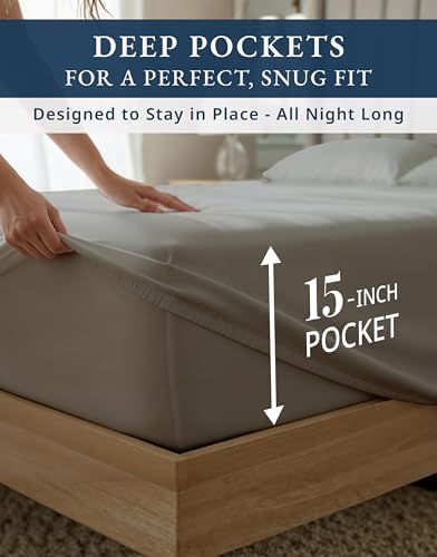 LANE LINEN Split King Sheet Sets Adjustable Bed Sateen Weave - Image 6