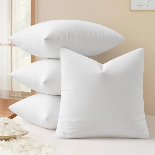 MIULEE 18x18 Pillow Inserts, Premium Feather and Down Pillows Pack of 4 by MIULEE