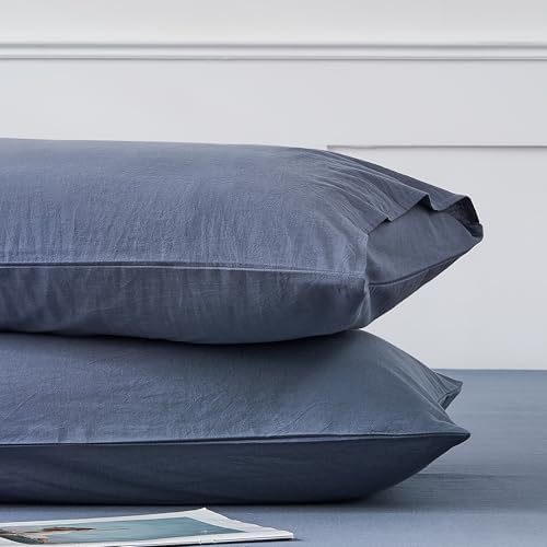 JELLYMONI 100% Washed Cotton Pillowcases, Envelope Closure 2-Pack by JELLYMONI