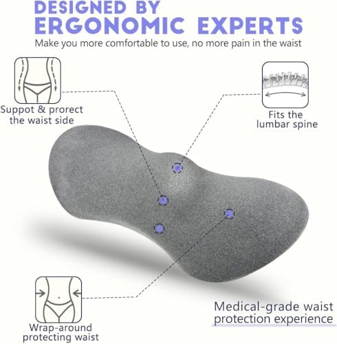 kasney Lumbar Support Pillow for Office Chair, Dark Gray - Image 2