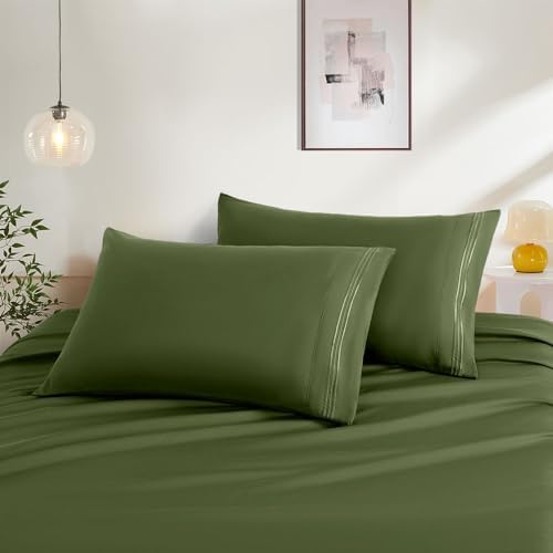 Dark Olive Green Standard Size Pillow Cases Set of 2 by NookZuzu