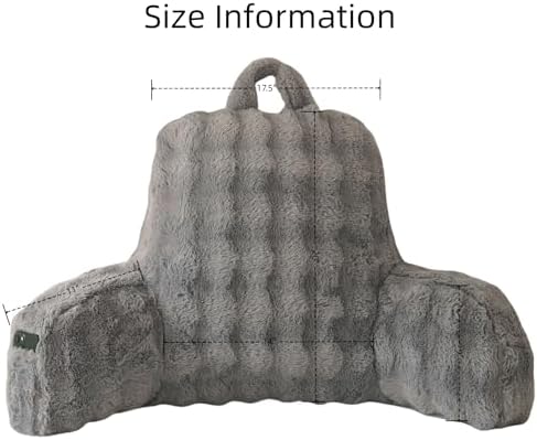Faux Fur Reading Pillow for Sitting in Bed, Large Backrest Bed Pillow - Image 2