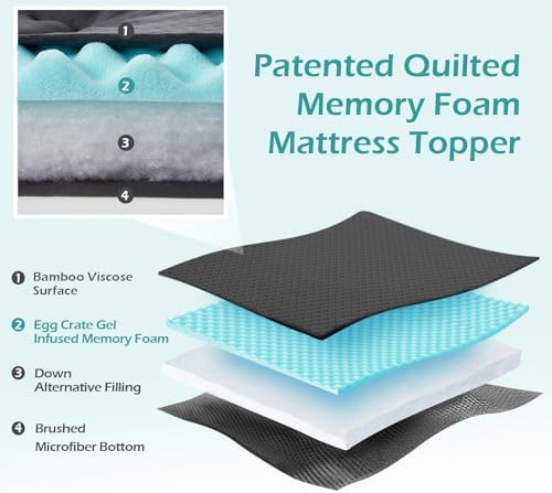 Hansleep King Mattress Topper Memory Foam, King Size Pillow Top Mattress Pad - Image 2
