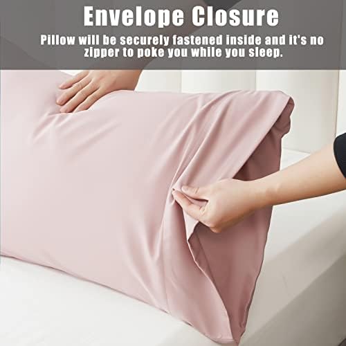 TELUS Pink Pillow Cases King Size 2 Pack, Bamboo Rayon Cooling Pillowcases - Image 6