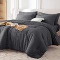 MUXHOMO 5 Pieces Twin Comforter Set, Seersucker Bed in a Bag Twin Size by MUXHOMO
