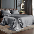 BEDELITE Satin Sheets Queen Size Bed Set, Dark Grey, 4 Pieces by BEDELITE