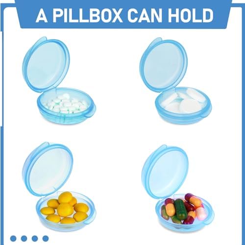 4 Pcs Mini Pill Organizer Small Pill Box Cute Portable Pill Case, 4 Blue - Image 4