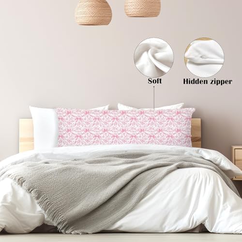 Chinoiserie Pink and White 20x54 Body Pillow Cover, Grandmillennial Home Decor - Image 5