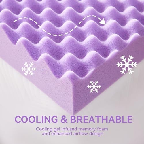 SINWEEK 2 Inch Egg Crate Cooling Gel Memory Foam Mattress Topper Full Size - Image 3