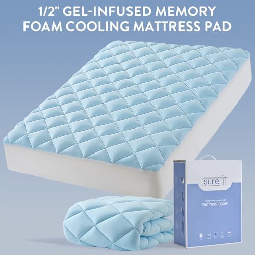 SureFit Cooling Mattress Topper Full, Gel-Infused Memory Foam Mattress Pad - Image 6